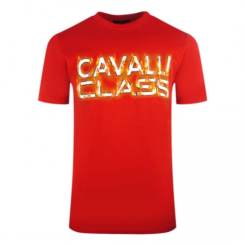 Front - Cavalli Class Unisex Adult Flaming Logo T-Shirt