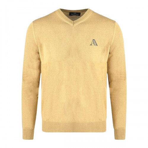 Front - Aquascutum Mens Logo V Neck Jumper