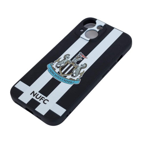 Front - Newcastle United FC iPhone 15 Compatible Silicone Striped Phone Case