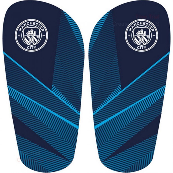 Front - Manchester City FC Childrens/Kids Fuse Shin & Ankle Guards