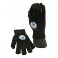 Front - Manchester City FC Childrens/Kids Knitted Gloves