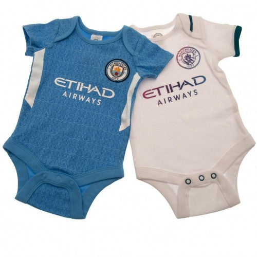 Front - Manchester City FC Baby Crest Bodysuit (Pack of 2)