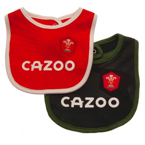 Front - Wales RU Baby Bibs Set (Pack of 2)