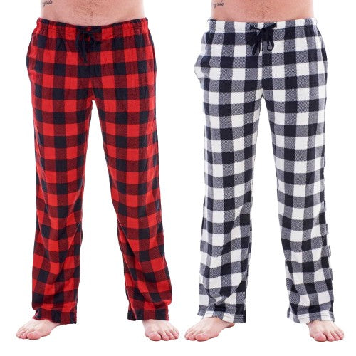 Front - Keanu Mens Buffalo Check Lounge Pants (Pack of 2)