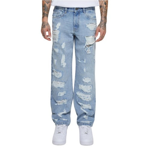 Front - Urban Classics Mens Heavyweight Ripped Straight Jeans