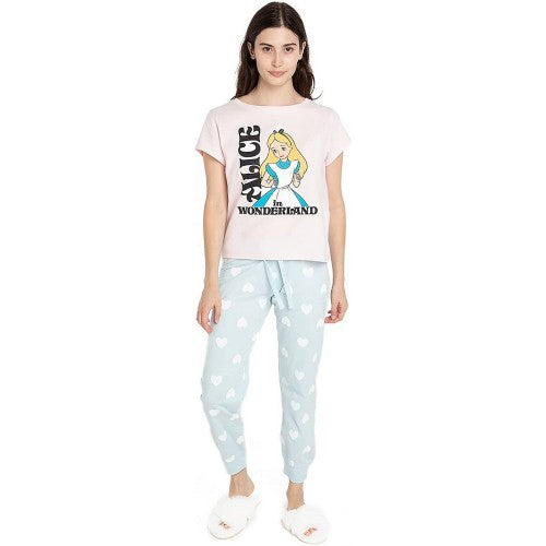 Front - Alice In Wonderland Womens/Ladies Logo Long Pyjama Set