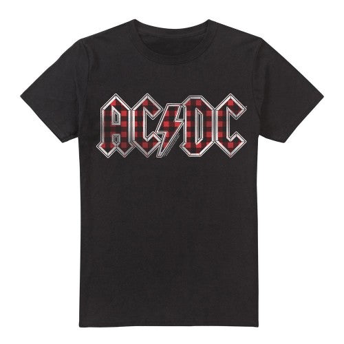 Front - AC/DC Mens Plaid Logo T-Shirt