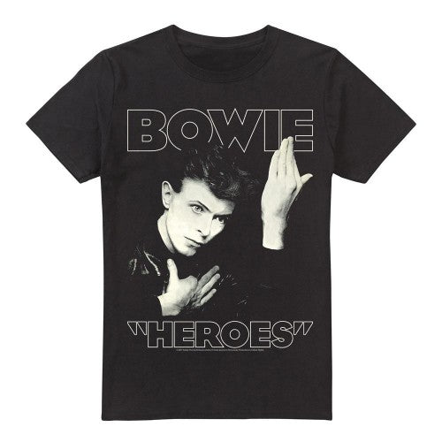 Front - David Bowie Mens Heroes Cover T-Shirt