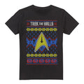 Front - Star Trek Mens Trek the Halls Ugly Christmas T-Shirt