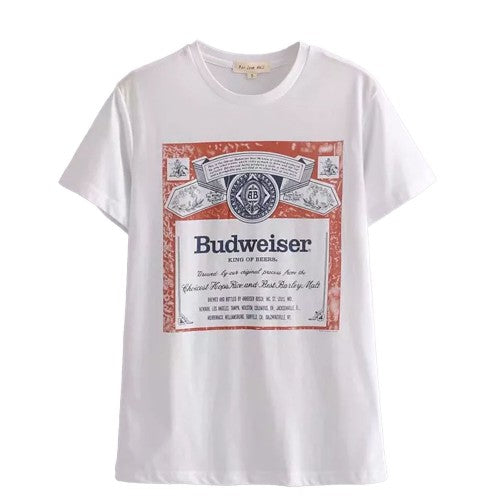 Front - Budweiser Womens/Ladies Label Oversized T-Shirt
