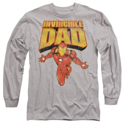 Front - Iron Man Unisex Adult Invincible Dad Flying Fathers Day T-Shirt