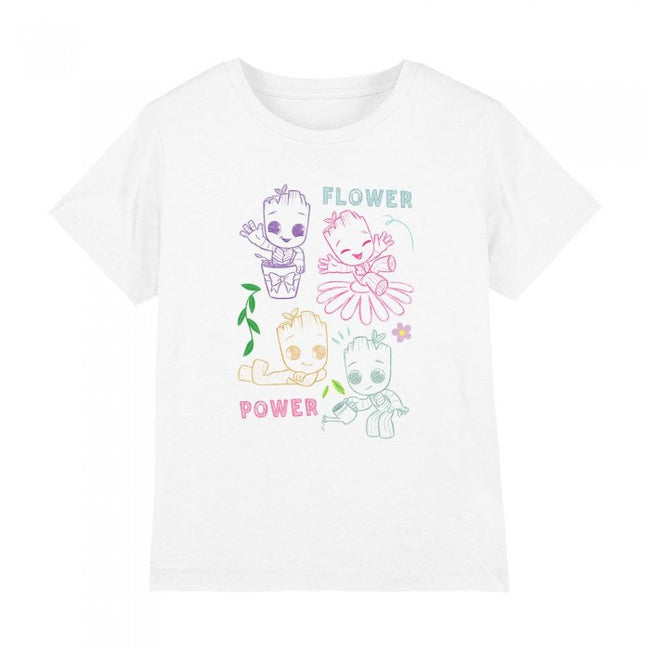 Front - Guardians Of The Galaxy Childrens/Kids Flower Power Groot Sketch T-Shirt