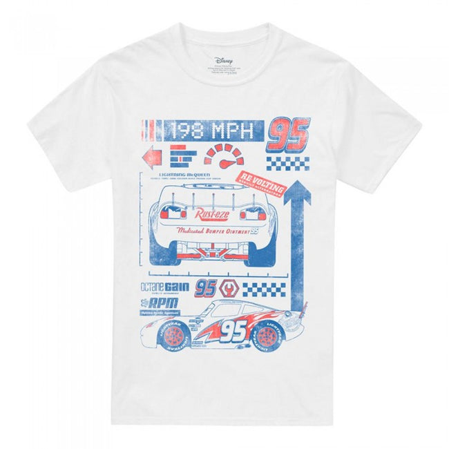 Front - Cars Mens 198 MPH Lightning McQueen T-Shirt