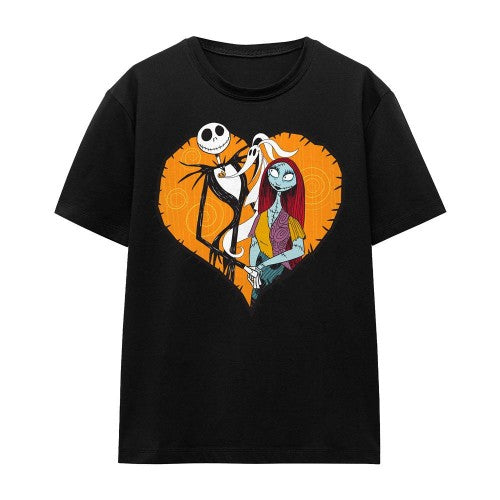 Front - The Nightmare Before Christmas Unisex Adult Jack Sally Heart T-Shirt