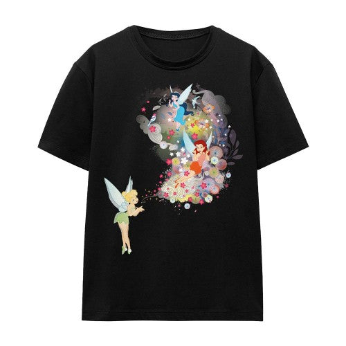 Front - Disney Fairies Unisex Adult Fun Tinker Bell Rosetta Silvermist Floral T-Shirt