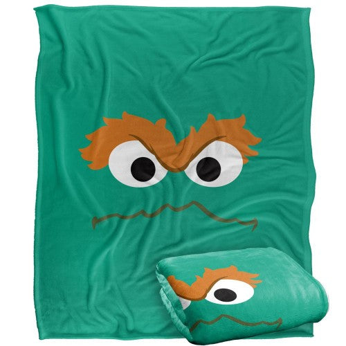 Front - Sesame Street Face Oscar The Grouch Blanket