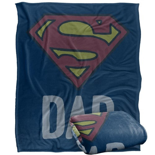 Front - Superman Dad Logo Blanket