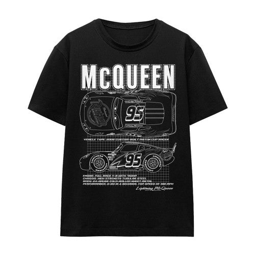 Front - Cars Unisex Adult Lightning McQueen Outline T-Shirt