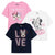 Front - Disney Girls Minnie Mouse & Daisy Love T-Shirt (Pack of 3)