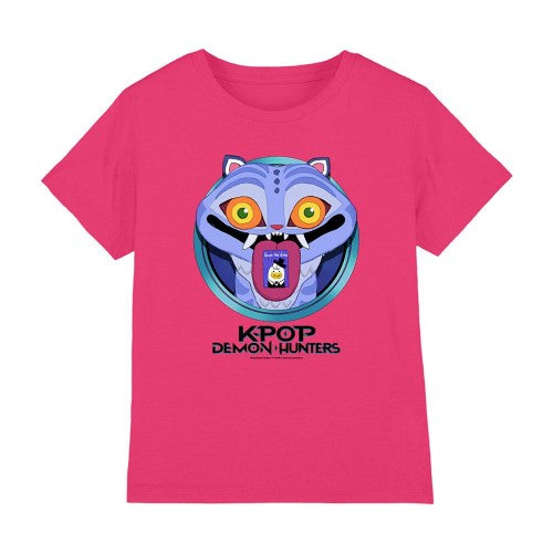 White-White - Front - K-Pop Demon Hunters Childrens-Kids Save The Date Derpy Tiger Cartoon T-Shirt