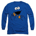 Front - Sesame Street Unisex Adult Om Nom Cookie Monster Face Long-Sleeved T-Shirt