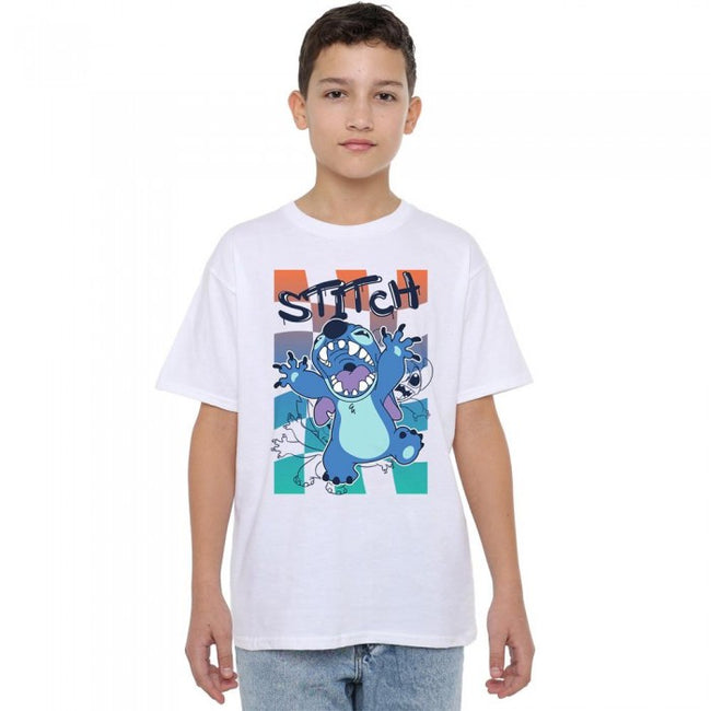 Front - Lilo & Stitch Boys Checkered T-Shirt
