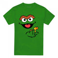 Front - Sesame Street Unisex Adult Holding Slimey Oscar The Grouch T-Shirt