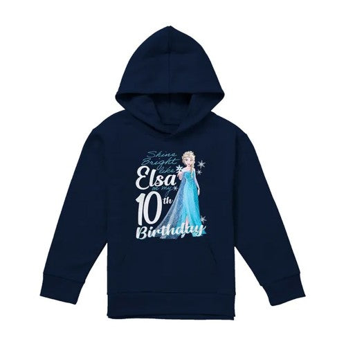 Front - Frozen Childrens/Kids Bright Like Elsa 10th Birthday Pullover Hoodie