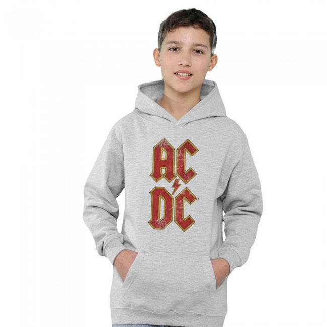 Front - AC/DC Childrens/Kids Stacked Logo Heather Hoodie