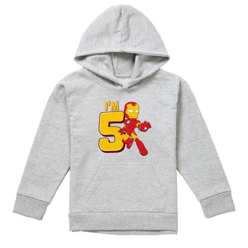 Front - Marvel Childrens/Kids Iron Man Cute 5th Birthday Hoodie