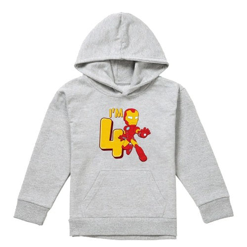 Front - Marvel Childrens/Kids Iron Man Cute 4th Birthday Hoodie