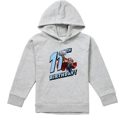 Front - Marvel Childrens/Kids Thor Heather 11th Birthday Hoodie