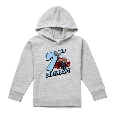 Front - Marvel Childrens/Kids Thor Heather 7th Birthday Hoodie