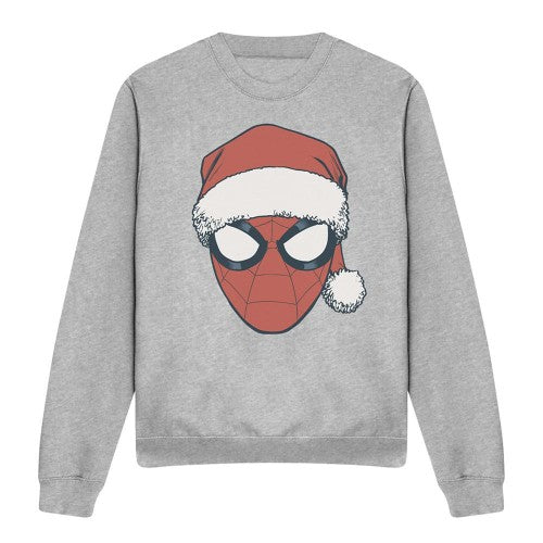 Front - Spider-Man Unisex Adult Santa Hat Heather Christmas Sweatshirt
