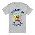 Front - SpongeBob SquarePants Unisex Adult 100 Days Of School Jump Heather T-Shirt