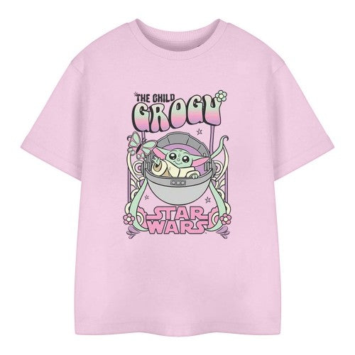 Front - Star Wars: The Mandalorian Childrens/Kids Grogu Hippie T-Shirt