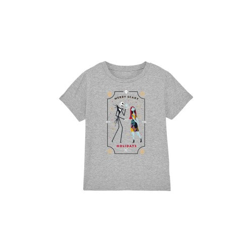 Front - The Nightmare Before Christmas Childrens/Kids Scary Holidays Jack Sally T-Shirt