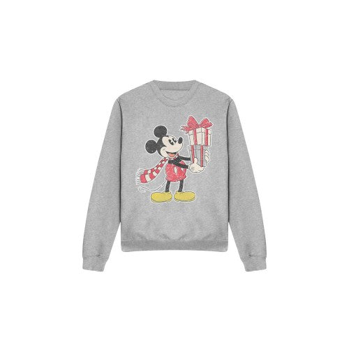 Front - Disney Unisex Adult Mickey Mouse Present Christmas Sweatshirt