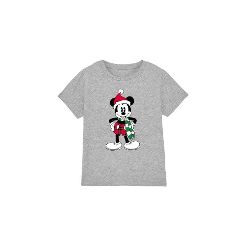 Front - Disney Childrens/Kids Mickey Mouse Tartan Christmas T-Shirt