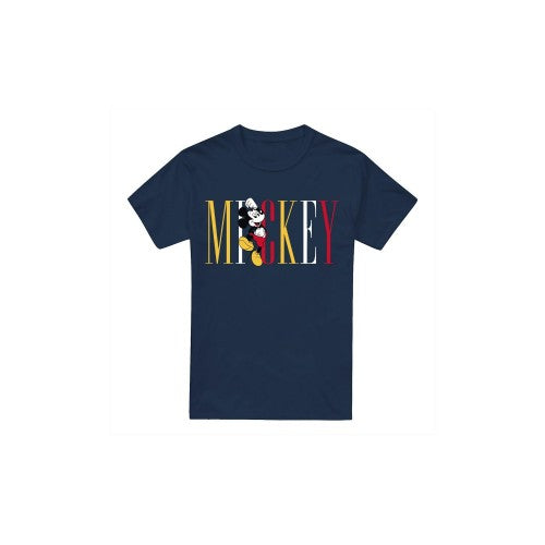 Front - Disney Mens Mickey Mouse Multicolour Name T-Shirt