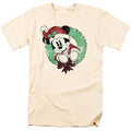 Front - Disney Mens Mickey Mouse Vintage Wreath Christmas T-Shirt