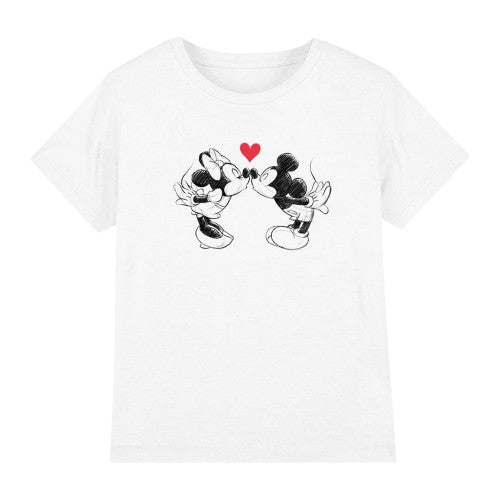 Front - Disney Childrens/Kids Mickey & Minnie Mouse Kiss Sketch Valentine`s Day T-Shirt