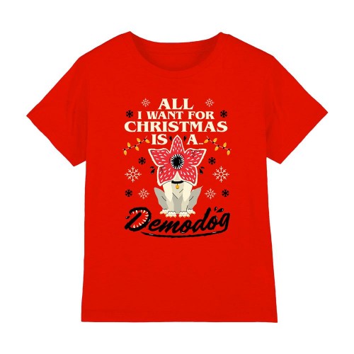 Front - Stranger Things Childrens/Kids Demodog Christmas T-Shirt