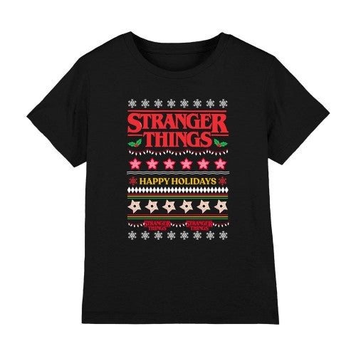 Front - Stranger Things Childrens/Kids Ugly Demogorgon Christmas Jumper T-Shirt