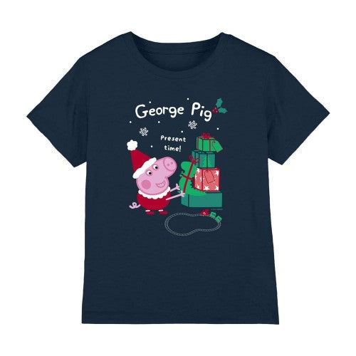 Front - Peppa Pig Childrens/Kids George Pig Present Christmas T-Shirt