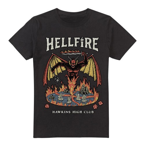 Front - Stranger Things Mens Hawkins High Hellfire Vintage T-Shirt