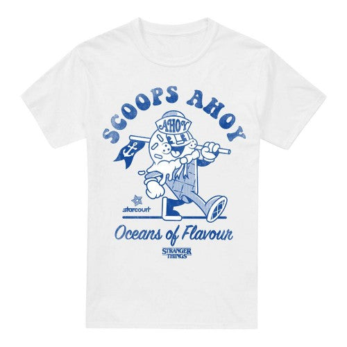 Front - Stranger Things Mens Scoops Ahoy Retro T-Shirt