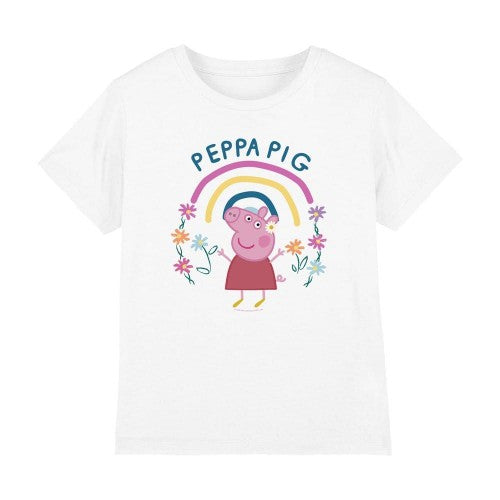 Front - Peppa Pig Childrens/Kids Floral Rainbow T-Shirt