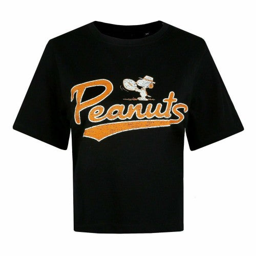 Front - Peanuts Womens/Ladies Varsity Boxy Crop Top