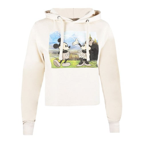 Front - Disney Womens/Ladies Mickey & Minnie Mouse Crop Hoodie